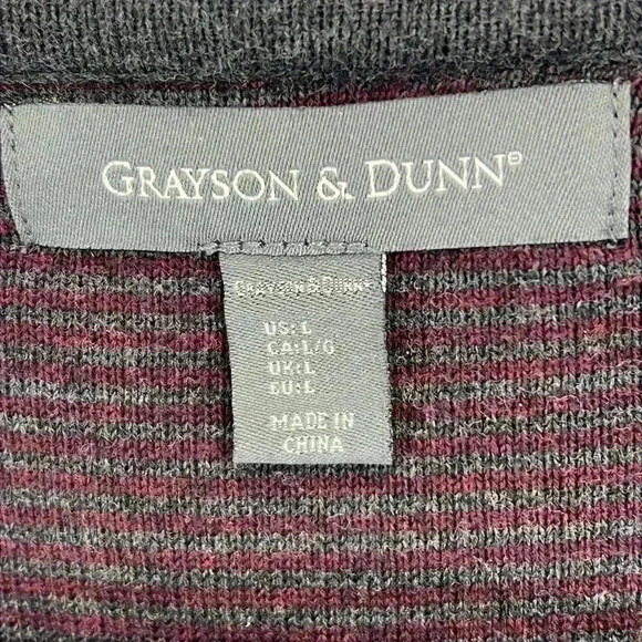 Grayson & Dunn Men’s Sweater Large Gray V-Neck Pullover 100% Cotton - Picture 2 of 9